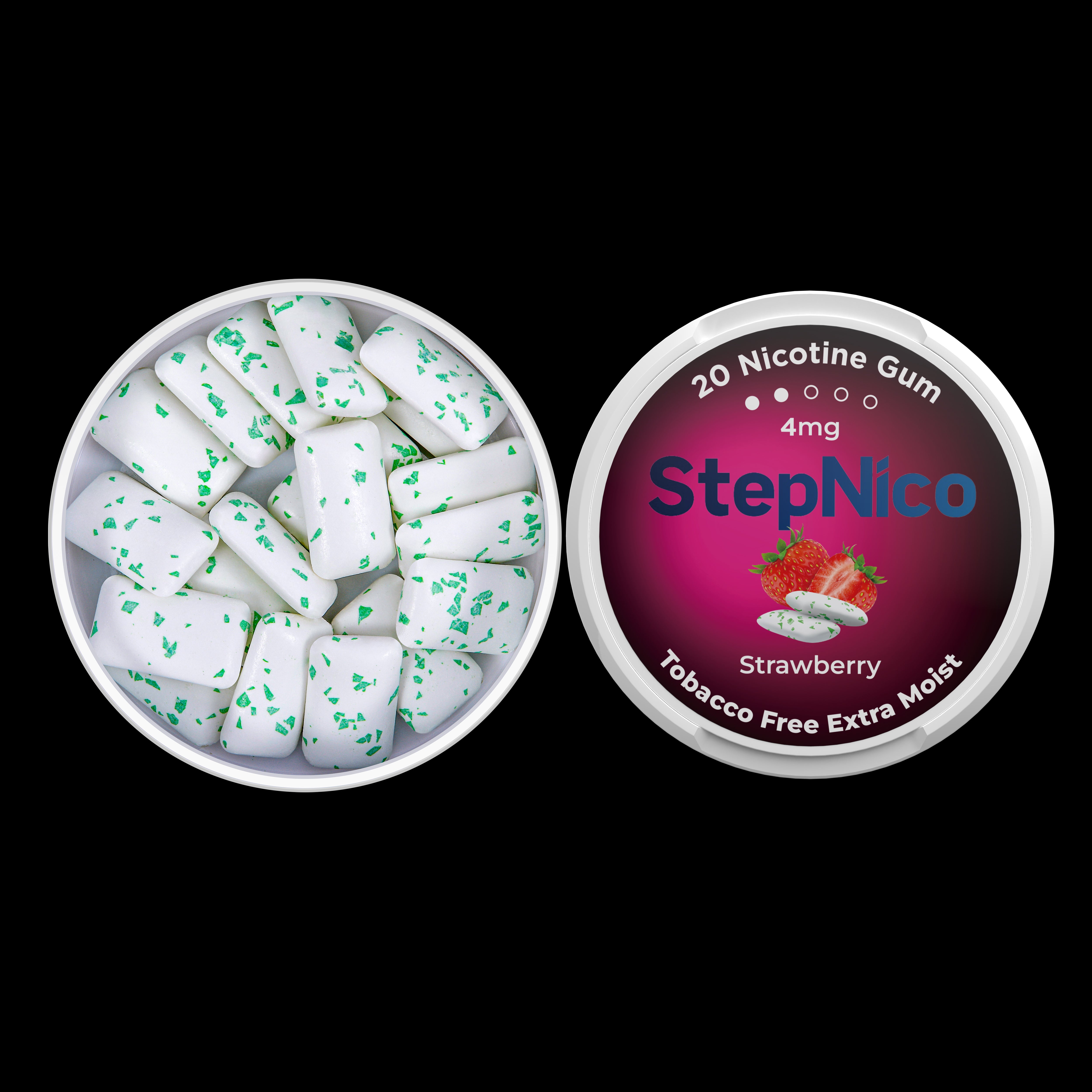 Strawberry Breath Gum 4mg & 2mg | 5-Can Roll, 100 Gum