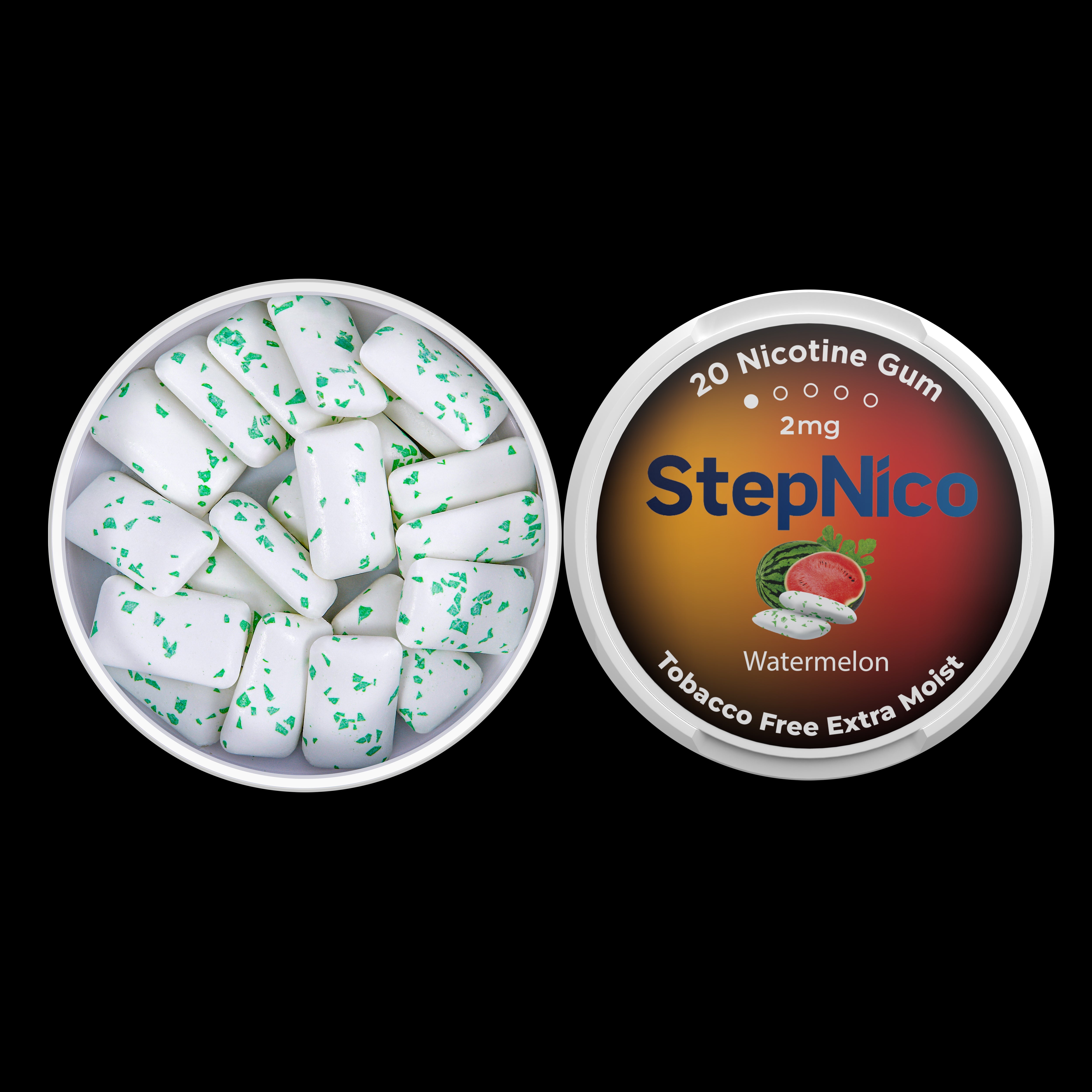 Watermelon Breath Gum 4mg & 2mg | 5-Can Roll, 100 Gum