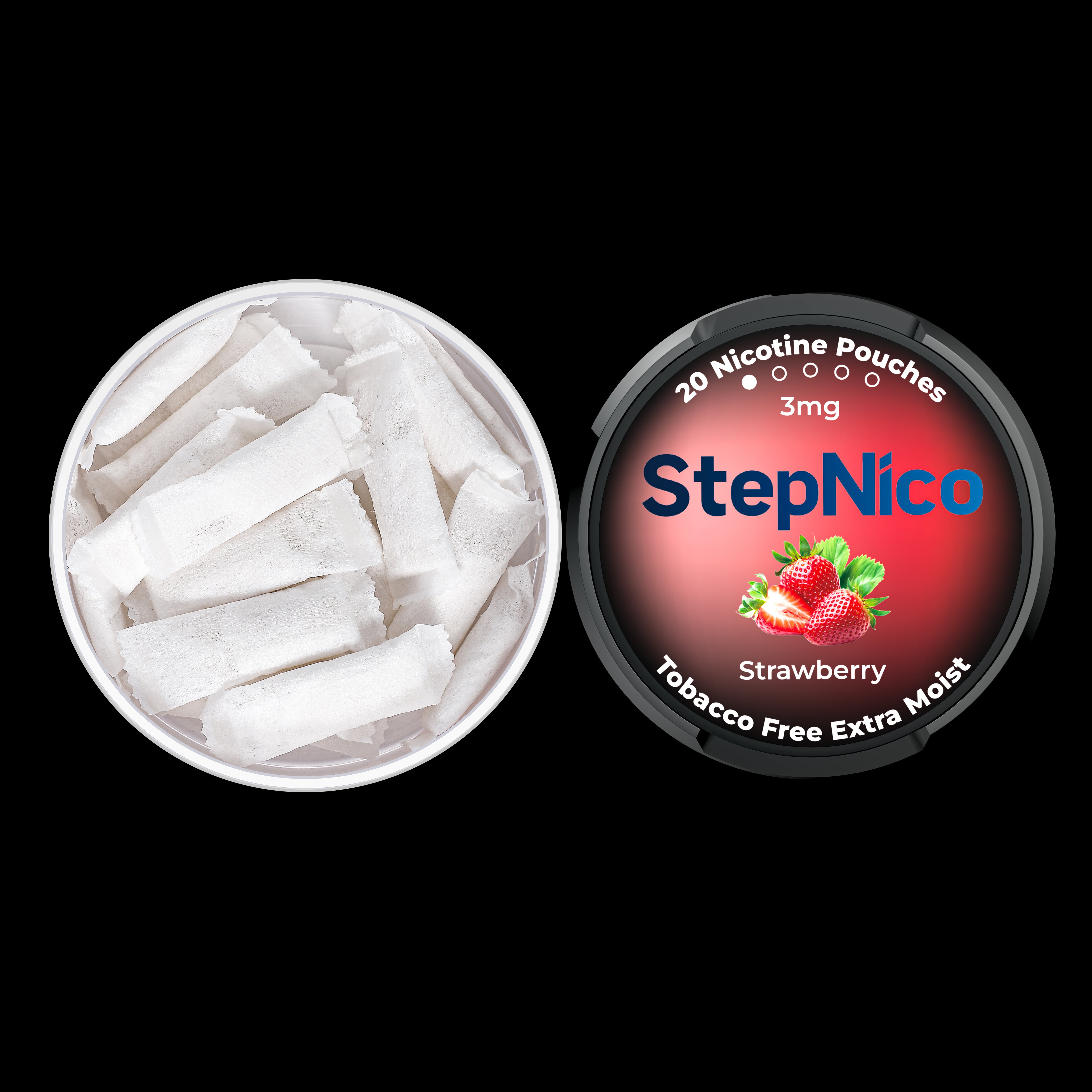 Strawberry Pouches 3mg and 6mg | 5-Can Roll, 100 Pouches