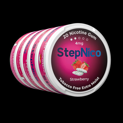 Strawberry Breath Gum 4mg & 2mg | 5-Can Roll, 100 Gum